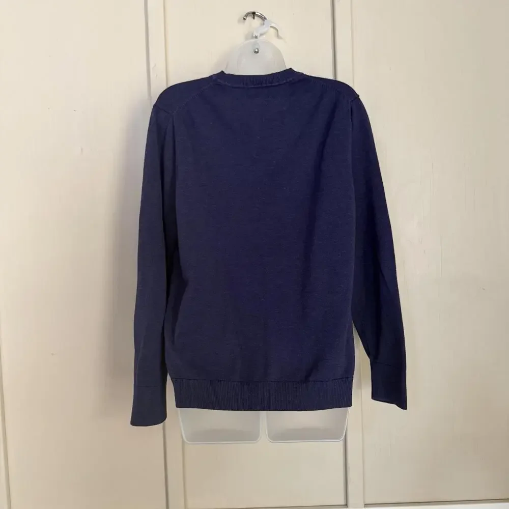 Patagonia Sweater Mens Medium Blue Organic Cotton Knit Crew Neck Logo Pullover